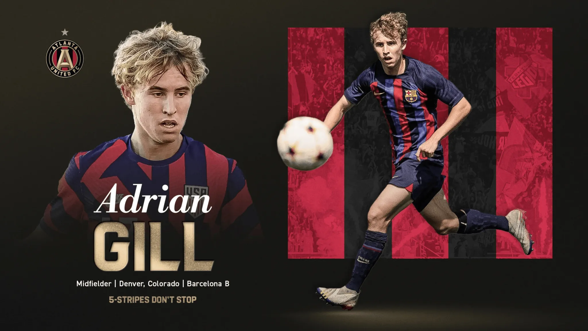 亚特兰大联官方：巴萨20岁中场吉尔加盟球队，签约至2027年